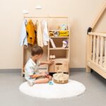 Armoire Dressing Montessori en Bois Naturel  3 Tiroirs + Penderie + Étagères - Armoire Dressing Enfant Montessori Cozy Kids | Rangement Chambre Bois Naturel