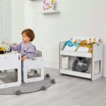 Bibliothèque Porte-Livres Dove 2 Niveaux Blanc - Design Scandinave avec Poignées Transport - Rangement Chambre Enfant Cozy Kids | Mobilier Organisation Bois Naturel
