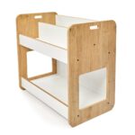 Bibliothèque Porte-Livres Dove 2 Niveaux - Bois Naturel et Blanc avec Poignées de Transport Montessori - Rangement Chambre Enfant Cozy Kids | Mobilier Organisation Bois Naturel