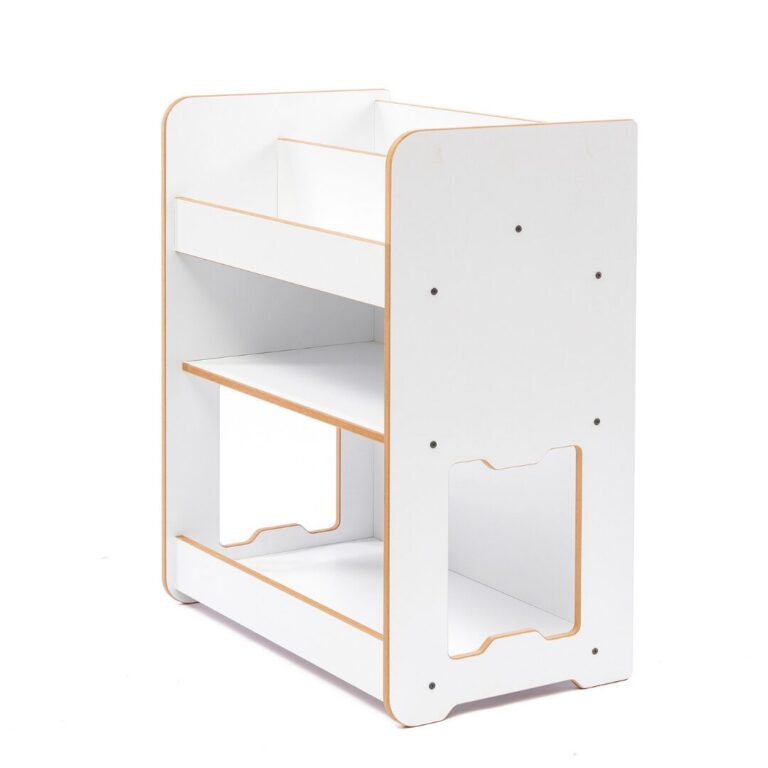 Bibliothèque Seagull 3 Niveaux Blanche - Design Scandinave Épuré pour Enfant 4-6 ans - Rangement Chambre Enfant Cozy Kids | Mobilier Organisation Bois Naturel