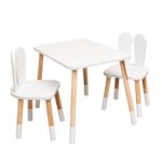 Ensemble Table et 2 Chaises Lapin Blanc en Bois Naturel | Montessori - Table et Chaise Enfant Montessori Cozy Kids | Mobilier Bois Naturel