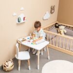 Ensemble Table et 2 Chaises Lapin Blanc en Bois Naturel | Montessori - Table et Chaise Enfant Montessori Cozy Kids | Mobilier Bois Naturel