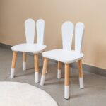 Ensemble Table et 2 Chaises Lapin Blanc en Bois Naturel | Montessori - Table et Chaise Enfant Montessori Cozy Kids | Mobilier Bois Naturel