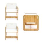 Ensemble Table et 2 Chaises Enfant en Bois Naturel et Blanc – Set Montessori Dove 2-4 Ans - Table et Chaise Enfant Montessori Cozy Kids | Mobilier Bois Naturel