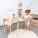 Ensemble Table et 2 Chaises Lapin en Bois Naturel | Design Bunny - Table et Chaise Enfant Montessori Cozy Kids | Mobilier Bois Naturel