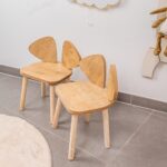 Ensemble Table et 2 Chaises Oreilles Chien en Bois Naturel | Design Puppy - Table et Chaise Enfant Montessori Cozy Kids | Mobilier Bois Naturel