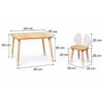 Ensemble Table et 2 Chaises Oreilles Lapin en Bois Naturel | Design Bunny – Image 6