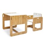 Ensemble Table et Chaise Enfant en Bois Naturel et Blanc – Set Montessori Dove 2-4 Ans - Table et Chaise Enfant Montessori Cozy Kids | Mobilier Bois Naturel