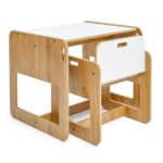 Ensemble Table et Chaise Enfant en Bois Naturel et Blanc – Set Montessori Dove 2-4 Ans - Table et Chaise Enfant Montessori Cozy Kids | Mobilier Bois Naturel