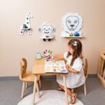 Étagère Murale Enfant 3 Animaux Safari - Lion Singe Girafe en Bois Naturel - Rangement Chambre Enfant Cozy Kids | Mobilier Organisation Bois Naturel