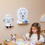 Étagère Murale Enfant 3 Animaux Safari - Lion Singe Girafe en Bois Naturel - Rangement Chambre Enfant Cozy Kids | Mobilier Organisation Bois Naturel