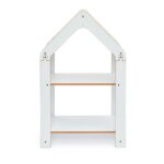 Étagère Maison 2 Niveaux Blanc - Bibliothèque Montessori avec Toit Chevron Jaune et Blanc - Rangement Chambre Enfant Cozy Kids | Mobilier Organisation Bois Naturel