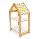 Étagère Maison 2 Niveaux en Bois Naturel - Bibliothèque Montessori Enfant avec Toit Textile - Rangement Chambre Enfant Cozy Kids | Mobilier Organisation Bois Naturel