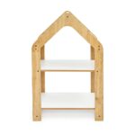 Étagère Maison 2 Niveaux en Bois Naturel - Bibliothèque Montessori Enfant avec Toit Textile - Rangement Chambre Enfant Cozy Kids | Mobilier Organisation Bois Naturel
