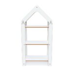 Étagère Maison Haute 3 Niveaux Blanche - Bibliothèque Montessori 100cm avec Toit Chevron Jaune - Rangement Chambre Enfant Cozy Kids | Mobilier Organisation Bois Naturel