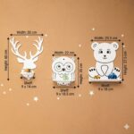Étagère Murale Enfant 3 Animaux Forêt - Ours Hibou Cerf en Bois Naturel