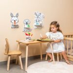 Étagère Murale Enfant 3 Animaux Mignons - Lapin Chien Écureuil en Bois Naturel - Rangement Chambre Enfant Cozy Kids | Mobilier Organisation Bois Naturel
