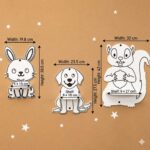 Étagère Murale Enfant 3 Animaux Mignons - Lapin Chien Écureuil en Bois Naturel