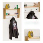 Étagère Murale Enfant avec Crochets - Grue Montessori Bois Naturel et Blanc - Rangement Chambre Enfant Cozy Kids | Mobilier Organisation Bois Naturel