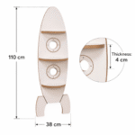 Étagère Murale Fusée en Bois Blanc et Naturel | 3 Étagères – Image 6