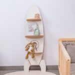 Étagère Murale Fusée en Bois Blanc et Naturel | 3 Étagères - Rangement Chambre Enfant Cozy Kids | Mobilier Organisation Bois Naturel