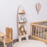 Étagère Murale Fusée en Bois Blanc et Naturel | 3 Étagères - Rangement Chambre Enfant Cozy Kids | Mobilier Organisation Bois Naturel