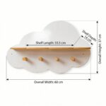Étagère Murale Nuage avec 4 Patères en Bois | 2-en-1 Rangement & Accrochage – Image 6