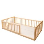 Lit Montessori Évolutif en Bois de Hêtre Naturel avec Barrière Amovible - Lit Montessori Cabane Tipi Cozy Kids | Chambre Enfant Bois Naturel