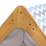 Maison de Jeu Enfant en Bois Naturel avec Tente Tissu Bleu et Gris – Cabane Montessori Étoiles - Lit Cabane Tipi Enfant Cozy Kids | Chambre Montessori Bois Naturel