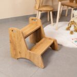 Marchepied Montessori 2 Marches en Bois Naturel | Autonomie Enfant - Marchepied Évolutif Montessori Cozy Kids | Autonomie Enfant Bois Naturel