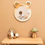 Miroir Décoratif Ours en Bois Naturel pour Chambre Enfant - Miroir Décoratif Enfant Cozy Kids | Décoration Chambre Bois Naturel