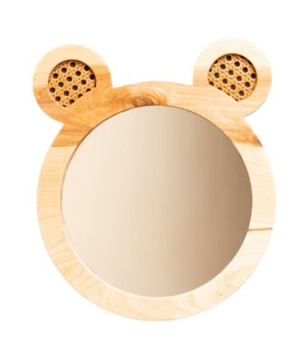 Miroir Décoratif Ours en Bois Naturel pour Chambre Enfant - Miroir Décoratif Enfant Cozy Kids | Décoration Chambre Bois Naturel