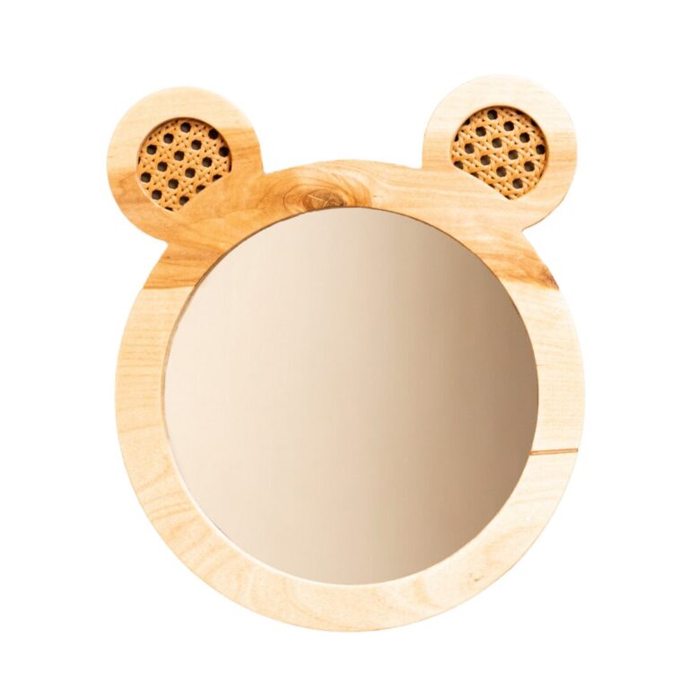 Miroir Décoratif Ours en Bois Naturel pour Chambre Enfant - Miroir Décoratif Enfant Cozy Kids | Décoration Chambre Bois Naturel