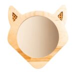 Miroir Décoratif Renard en Bois Naturel avec Détails Cannage - Miroir Décoratif Enfant Cozy Kids | Décoration Chambre Bois Naturel