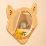 Miroir Décoratif Renard en Bois Naturel avec Détails Cannage - Miroir Décoratif Enfant Cozy Kids | Décoration Chambre Bois Naturel