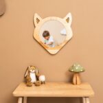 Miroir Décoratif Renard en Bois Naturel avec Détails Cannage - Miroir Décoratif Enfant Cozy Kids | Décoration Chambre Bois Naturel