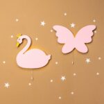 Veilleuses Murales LED Cygne Princesse & Papillon en Bois Peint à la Main - Veilleuse LED Bébé Cozy Kids | Nuage ou Ours en Bois Naturel