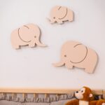 Veilleuses Murales LED Famille Éléphants en Bois Peint à la Main | Maman Papa Bébé - Veilleuse LED Bébé Cozy Kids | Nuage ou Ours en Bois Naturel