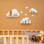 Set de 3 Étagères Murales Nuage en Bois Blanc | Décoration Chambre Enfant - Rangement Chambre Enfant Cozy Kids | Mobilier Organisation Bois Naturel