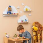 Set de 3 Étagères Murales Nuage en Bois Blanc | Décoration Chambre Enfant - Rangement Chambre Enfant Cozy Kids | Mobilier Organisation Bois Naturel
