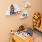 Set de 3 Étagères Murales Nuage en Bois Blanc | Décoration Chambre Enfant - Rangement Chambre Enfant Cozy Kids | Mobilier Organisation Bois Naturel