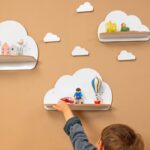 Set de 3 Étagères Murales Nuage en Bois Blanc | Décoration Chambre Enfant - Rangement Chambre Enfant Cozy Kids | Mobilier Organisation Bois Naturel