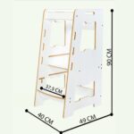 Tour d'Apprentissage Montessori en Bois Blanc Complet – Marchepied Évolutif Réglable 2-6 Ans - Tour d'Apprentissage Montessori Cozy Kids | Autonomie Enfant 2-6 Ans Bois Naturel