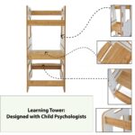 Tour d'Apprentissage Montessori en Bois Blanc et Naturel – Marchepied Évolutif Réglable 2-6 Ans - Tour d'Apprentissage Montessori Cozy Kids | Autonomie Enfant 2-6 Ans Bois Naturel