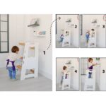 Tour d'Apprentissage Montessori en Bois Blanc et Naturel – Marchepied Évolutif Réglable 2-6 Ans - Tour d'Apprentissage Montessori Cozy Kids | Autonomie Enfant 2-6 Ans Bois Naturel