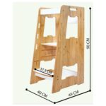 Tour d'Apprentissage Montessori en Bois Naturel avec Plateformes Blanches – Marchepied Évolutif 2-6 Ans - Tour d'Apprentissage Montessori Cozy Kids | Autonomie Enfant 2-6 Ans Bois Naturel