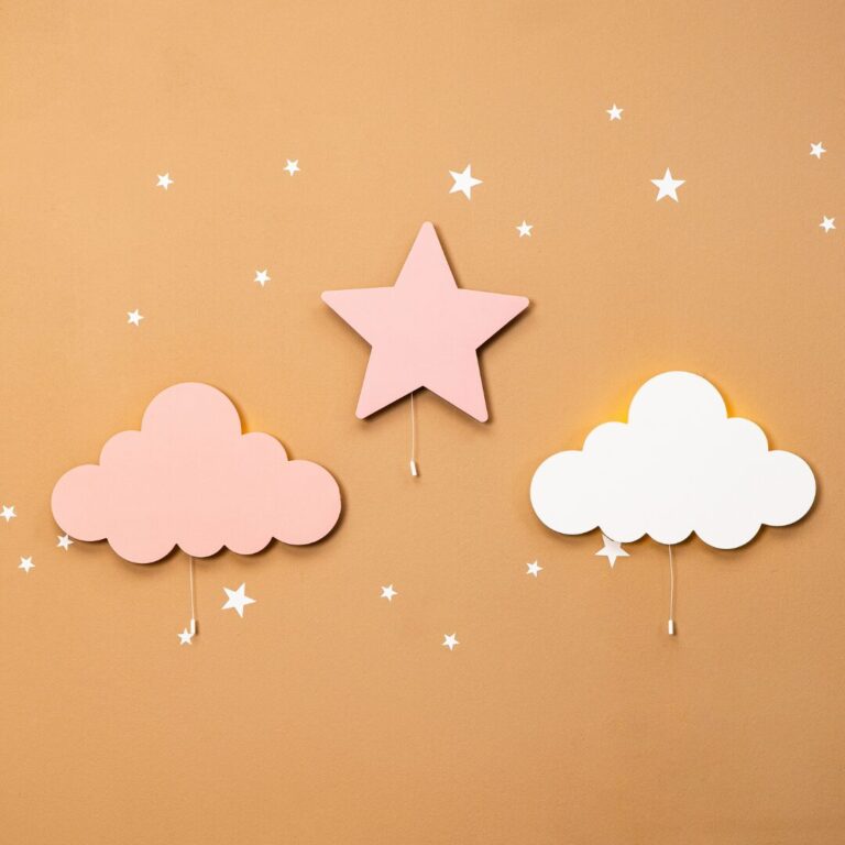 Veilleuse Étoile LED Murale Rose En Bois Naturel (5) - Veilleuse LED Bébé Cozy Kids | Nuage ou Ours en Bois Naturel