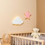 Veilleuse Étoile LED Murale Rose en Bois Naturel - Lampe Décorative Enfant - Veilleuse LED Bébé Cozy Kids | Nuage ou Ours en Bois Naturel