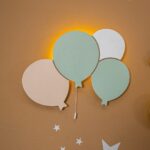 Veilleuse Murale LED 3 Ballons En Bois Peints à La Main - Veilleuse LED Bébé Cozy Kids | Nuage ou Ours en Bois Naturel