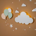 Veilleuse Murale LED 3 Ballons En Bois Peints à La Main (3) - Veilleuse LED Bébé Cozy Kids | Nuage ou Ours en Bois Naturel